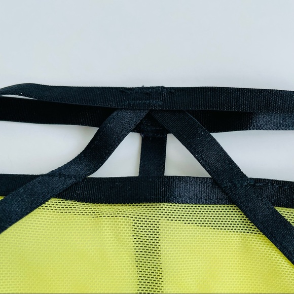 Yellow Mesh G-String with Black Detailing - Picture 7 of 16